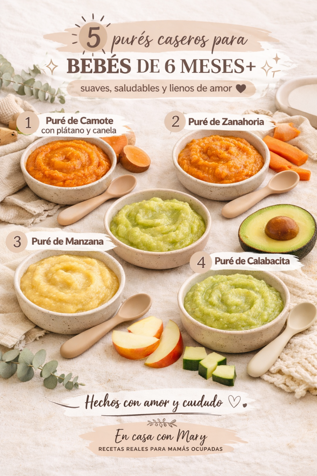 5 primeros purés suaves y nutritivos para tu bebé