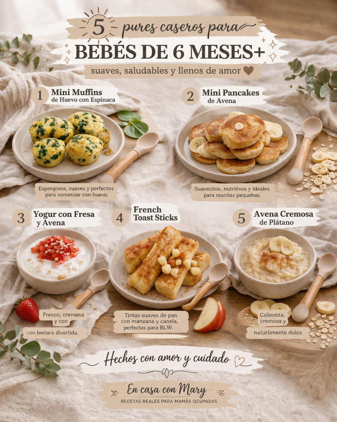 5 Desayunos faciles para bebes 6 meses+